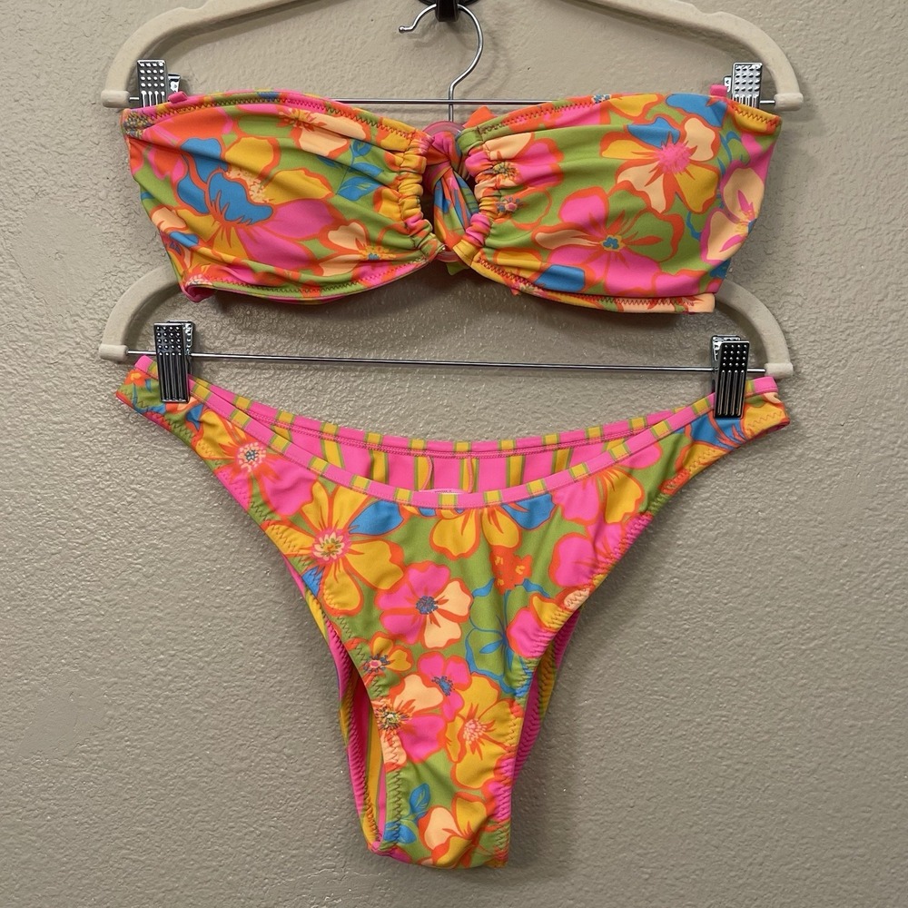 Wild Fable Reversible Vibrant Maximalist Bikini Colorful‎ Retro Pool Beach Sz M
